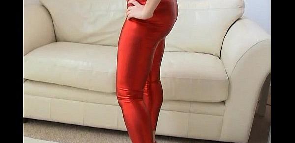  How to you like my shiny red PVC panties